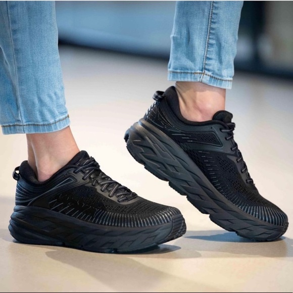 Hoka One One Bondi 7 Black Low Top Road-Running Sneakers Women’s Size 9.5 Wide - Picture 2 of 10